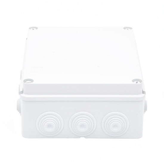 Caja de derivación de PVC Auto-extinguible con 12 entradas, tapa atornillada, 240x190x90 MM, Para Exterior (IP55)