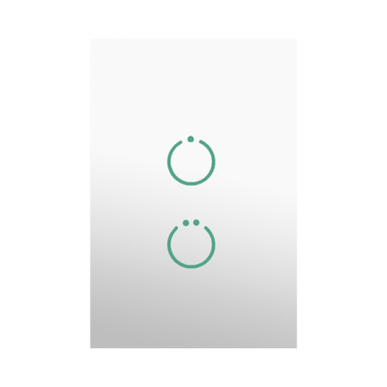 (ZWAVE) Interruptor On/Off panel táctil touch inalámbrico Zwave Plus 2 botones. Compatible con Hubitat HC8, Álula  M2M, otro 