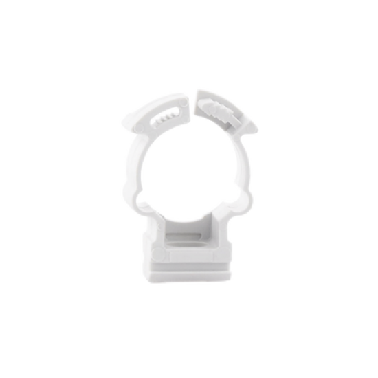Soporte de collar (Abrazadera), PVC Auto-extinguible, cerrado para tubería de 20 mm