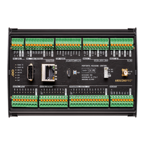 PORTENTA MACHINE CONTROL ,Ideal para aplicaciones en la Industria 4.0 gracias a sus múltiples  puertos de comunicación  y una programación flexible en estándares de PLC o Arduino IDE