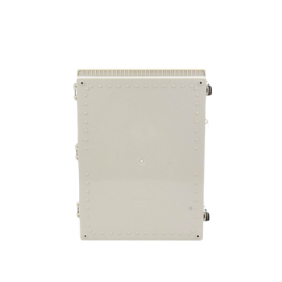 Gabinete Plástico ABS, Puerta Transparente, Uso en Intemperie (350 x 460 x 160 mm) Cierre por Broches Inoxidables y Permite Cerrado con Candado y Llave (Perno 5mm) No Incluido