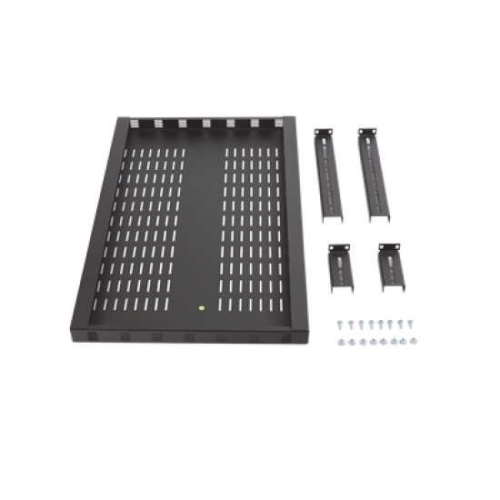 Charola Ventilada para Soportar Equipos en Rack, Profundidad Ajustable de 495 a 965 mm, 1U, Color Negro