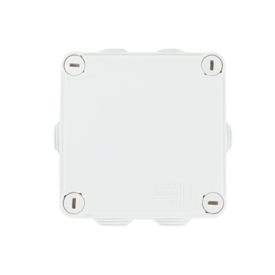 Caja de derivación de PVC Auto-extinguible con 6 entradas, tapa y tornillo de media vuelta de 1/4