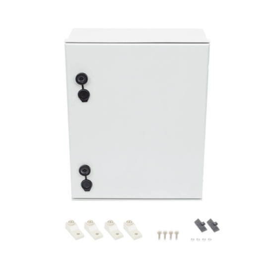 Gabinete de Poliéster IP65 Uso en Intemperie (400 x 500 x 200 mm) con Placa Trasera Interior de Plástico (Incluye Chapa y Llave).