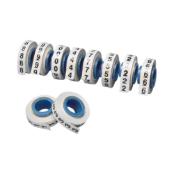 10 Rollos de Etiquetas Marcadoras, Pre-Impresos con los Números 0-9, de 2.4 metros, Color Blanco