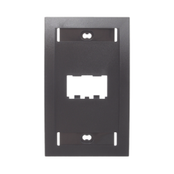 Placa de Pared Vertical Ejecutiva, Salida de 2 Puertos Mini-Com, Con Espacios Para Etiquetas, Color Negro