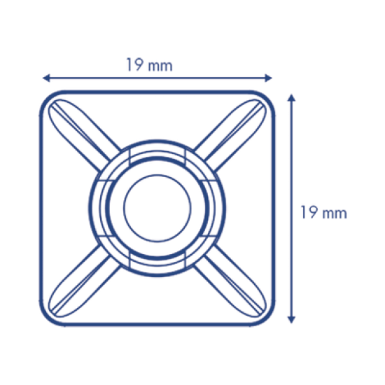  Base Autoadherible para Cinchos Práctica y Eficiente para la Organización y Fijación de Cables, Fabricada en Nylon Resistente y de Color Natural con una Medida de 19x19 mm, Paquete con 100 Piezas (4210-00001)