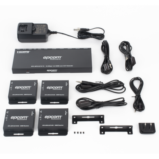 Splitter HDMI 1x4 | Extensor HDMI | 4K@30Hz 40m | 1080p@60Hz 70m | Función PoC |  4:4:4 