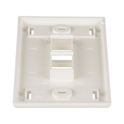 Placa de Pared Vertical, Salida Para 2 Puertos Keystone, Con Espacios Para Etiquetas, Color Blanco Mate