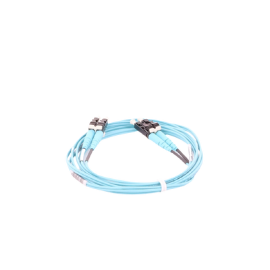 Jumper de Fibra Optica Multimodo 50/125 OM3, LC-LC Duplex, OFNR (Riser), Color Aqua, 2 Metros