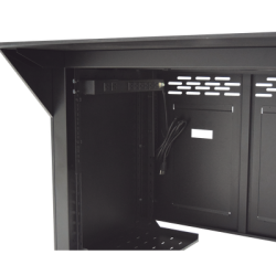 Estación Mobiliaria Profesional de Monitoreo y Control / Videovigilancia / Acceso / Alarmas / Etc... / Metal Negro y Madera Tono Oscuro