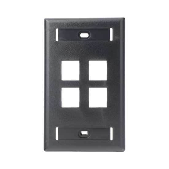 Placa de Pared Vertical, Salida Para 4 Puertos Keystone, Con Espacios Para Etiquetas, Color Negro
