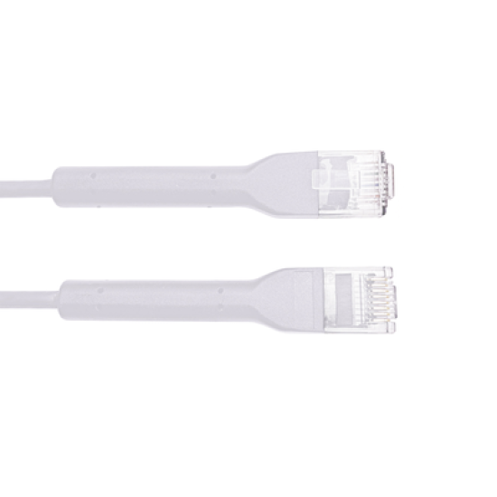 Cable de Parcheo Ultra Slim Con Bota Flexible UTP Cat6 - 0.30 cm Blanco Diámetro Reducido