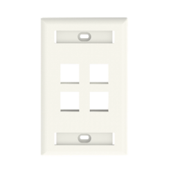 Placa de Pared Vertical, Salida Para 4 Puertos Keystone, Con Espacios Para Etiquetas, Color Banco Mate