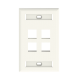 Placa de Pared Vertical, Salida Para 4 Puertos Keystone, Con Espacios Para Etiquetas, Color Banco Mate