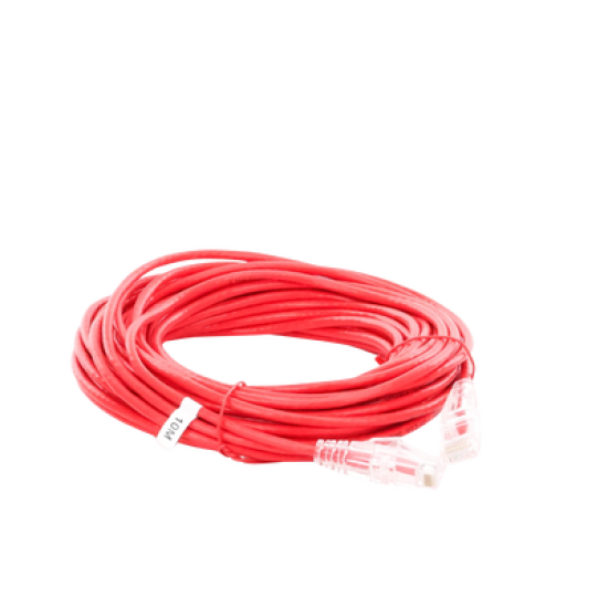 Cable de Parcheo Slim UTP Cat6A - 10 m Rojo Diámetro Reducido (28 AWG)