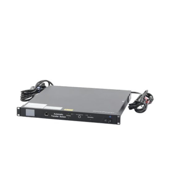 PDU Monitoreable de Transferencia Automática ATS (Fuente Redundante), Con 10 Salidas 5-15R, Enchufes de Entrada NEMA 5-15P, Instalación Horizontal de 19in, 1UR, 15 Amp, 120 Vca 