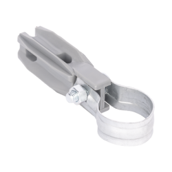 Aislador de paso o esquina de color GRIS con abrazadera incluida de 1 Pulgada para uso en poste cerco eléctrico