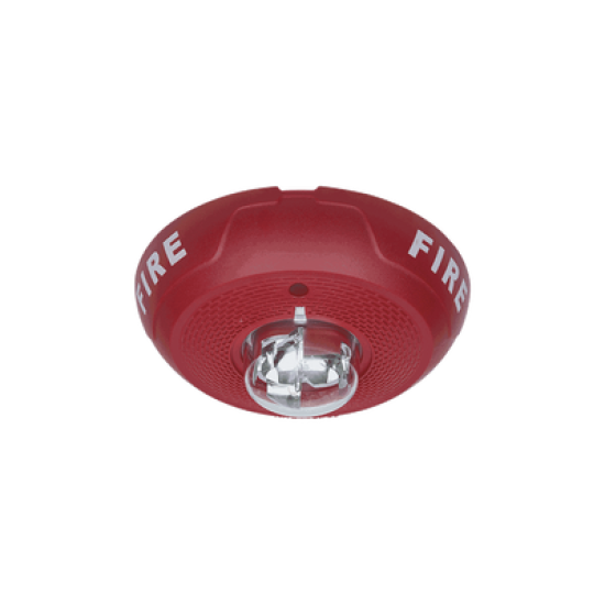 Sirena con Lámpara Estroboscópica, Montaje en Techo, Nivel de Candelas Seleccionable, Color Rojo, Nuevo Diseño Moderno y Elegante y Menor Consumo de Corriente 