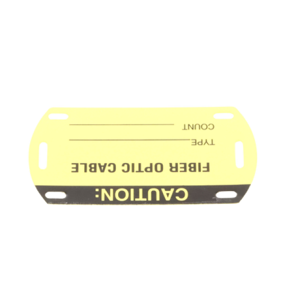 Kit de 5 Etiquetas Autolaminadas para Fibra Óptica, Para Uso Interior/Exterior, Dimensiones de 90.42 x 52.32 mm, Color Negro con Amarillo