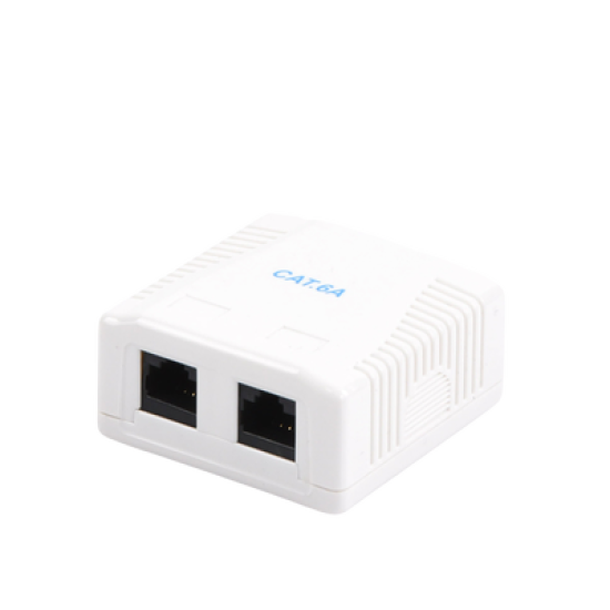Caja de pared con 2 puertos, incluye 2 jacks UTP Cat6A