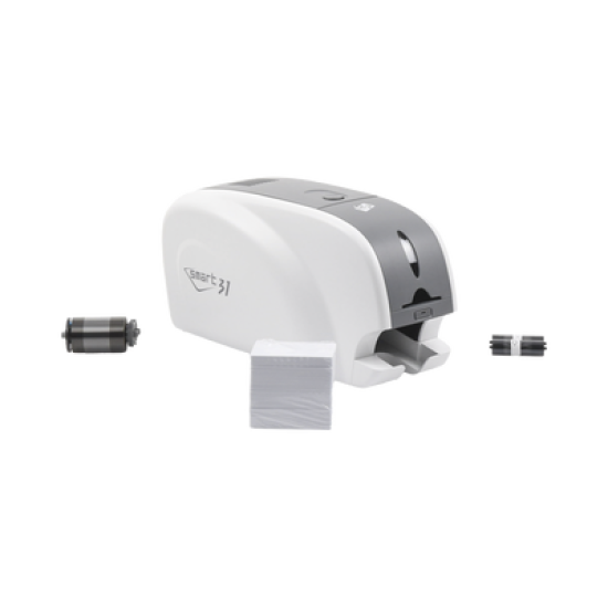 Kit Impresora de tarjetas PVC/ Una Cara /incluye: 2 x Ribbons, 100 Tarjetas PVC, Software, Kit Limpieza, Garantia 3 Años, Mascara de Seguridad OV