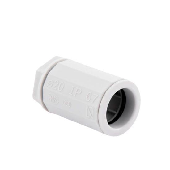 Conector de tubería rígida a caja (Racor), PVC Auto-extinguible, de 20 mm