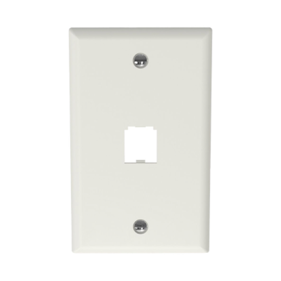 Placa de Pared Vertical Clásica, Salida Para 1 Puerto Mini-Com, Color Blanco Mate