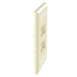 Placa de Pared Vertical Clásica, Salida Para 4 Puertos Mini-Com, Con Espacios Para Etiquetas, Color Marfil