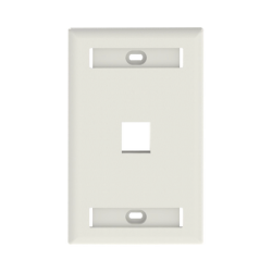 Placa de Pared Vertical, Salida Para 1 Puerto Keystone, Con Espacios Para Etiquetas, Color Blanco Mate