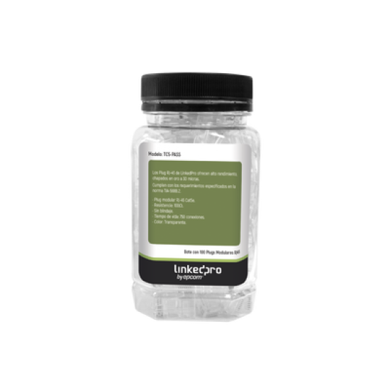 Bote con 100 Plugs Pass through RJ45 Cat5e sin blindaje, chapado de oro a 30 micras para durabilidad extrema