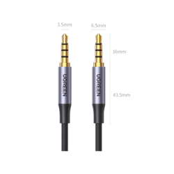 Cable Auxiliar de 3.5mm / Cable Audio Estéreo / Núcleo de Alambre de Cobre Esmaltado / Carcasa de Aluminio Azul + Nylon Trenzado /  Soporta Micrófono / 2 Metros