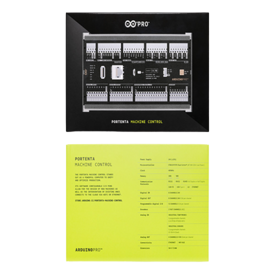 PORTENTA MACHINE CONTROL ,Ideal para aplicaciones en la Industria 4.0 gracias a sus múltiples  puertos de comunicación  y una programación flexible en estándares de PLC o Arduino IDE