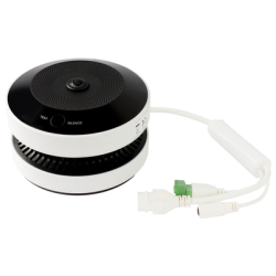 (HikFire) Mini Fisheye IP 4 Megapixel con Detector de Humo Puntual  / Autónomo / Entrada y Salida de Alarma / 15 mts IR / PoE / WDR 120 dB / Alarma de 85 dB / MicroSD 128GB / Compatible con Hik-Connect