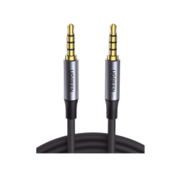 Cable Auxiliar de 3.5mm / Cable Audio Estéreo / Núcleo de Alambre de Cobre Esmaltado / Carcasa de Aluminio Azul + Nylon Trenzado /  Soporta Micrófono / 5 Metros