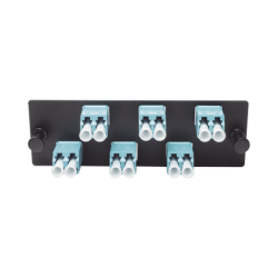 Placa Acopladora de Fibra Optica FAP, Con 6 Conectores LC Duplex (12 Fibras), Para Fibra Multimodo OM3/OM4, Color Aqua