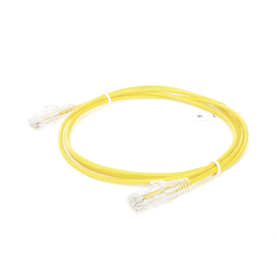 Cable de Parcheo Slim UTP Cat6 - 1 metro, Amarillo, Diámetro Reducido (28 AWG)