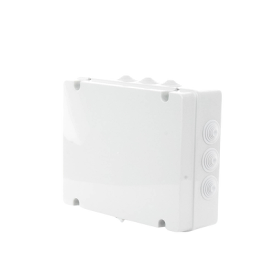 Caja de derivación de PVC Auto-extinguible con 12 entradas, tapa atornillada, 380x300x120 MM, Para Exterior (IP55)