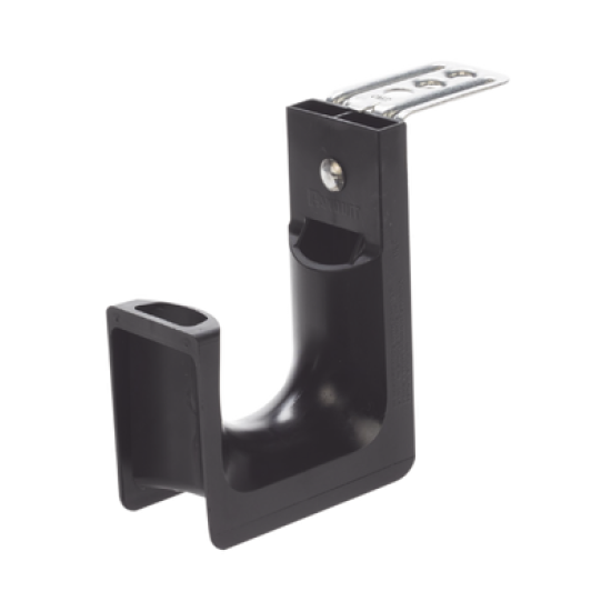 Sujetador STRONGHOLD tipo J (J-Hook), Con Soporte para Montaje en Techo, Para 46 Cables Cat6, Nylon 6.6, Color Negro, 1 pieza