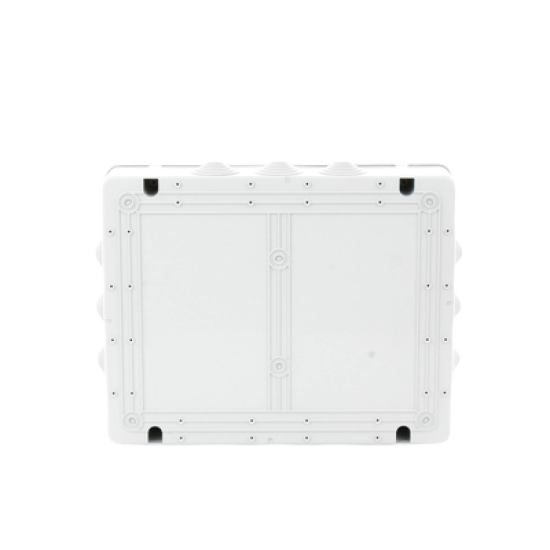 Caja de derivación de PVC Auto-extinguible con 12 entradas, tapa atornillada, 380x300x120 MM, Para Exterior (IP55)