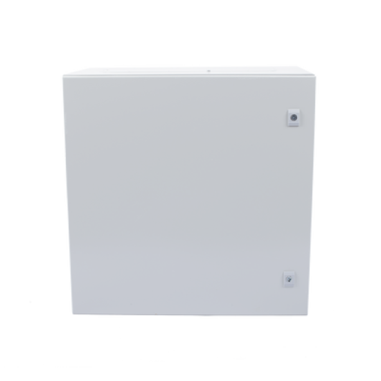 Gabinete de Acero IP66 Uso en Intemperie (600 x 600 x 300 mm) con Placa Trasera Interior Metálica y Compuerta Inferior Atornillable (Incluye Chapa y Llave T).