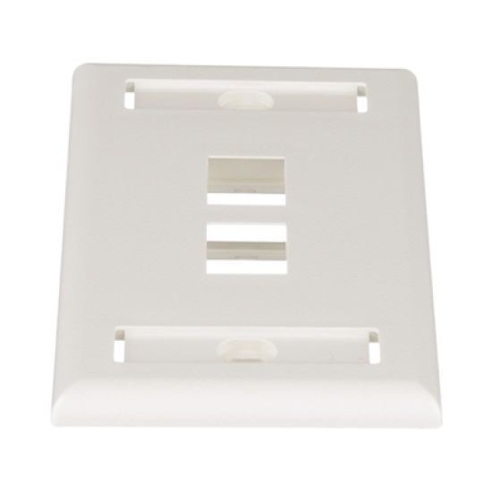 Placa de Pared Vertical, Salida Para 2 Puertos Keystone, Con Espacios Para Etiquetas, Color Blanco Mate