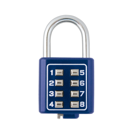 Candado Digital de Combinación M35 / No Requiere Llave / Combinación única integrada por 4 dígitos / Color Azul.