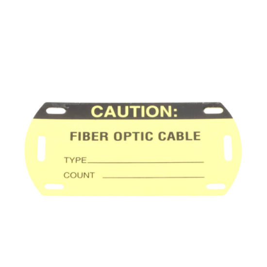 Kit de 5 Etiquetas Autolaminadas para Fibra Óptica, Para Uso Interior/Exterior, Dimensiones de 90.42 x 52.32 mm, Color Negro con Amarillo