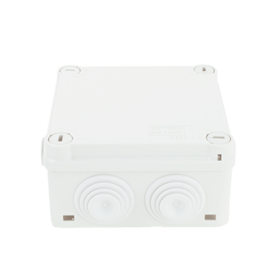 Caja de derivación de PVC Auto-extinguible con 6 entradas, tapa y tornillo de media vuelta de 1/4