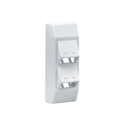 Soporte Con 4 Puertos Mini-Com, Con Bisagras de Instalación a Presión, Para Canaletas T45, Material PVC Rígido, Color Blanco Mate