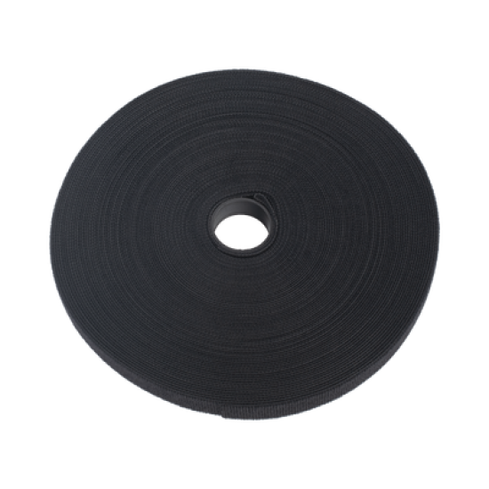 Cinta de Contacto Autoadherente Color Negro / 1.6 cm x 25 metros / Espalda con Espalda (Gancho y Bucle) 
