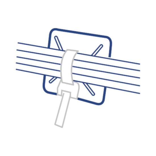  Base Autoadherible para Cinchos Práctica y Eficiente para la Organización y Fijación de Cables, Fabricada en Nylon Resistente y de Color Natural con una Medida de 19x19 mm, Paquete con 100 Piezas (4210-00001)