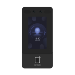 Terminal Min Moe WiFi de Reconocimiento Facial y Huella con lector PROX EM / Exterior IP65  / Hasta 1.5 mts en lectura de rostro / Soporta P2P Hik-Connect / 1,500 Rostros / 3,000 Huellas / Videoportero.