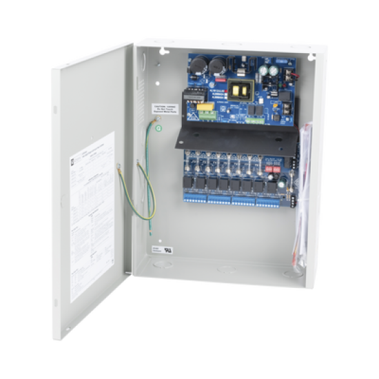 12 Vcc @ 10 A / fuente tipo control / 8 entradas a 8 salidas / aplicaciones control de acceso, alarmas, y detección de Incendio / con capacidad de batería de respaldo / Requiere baterías. 